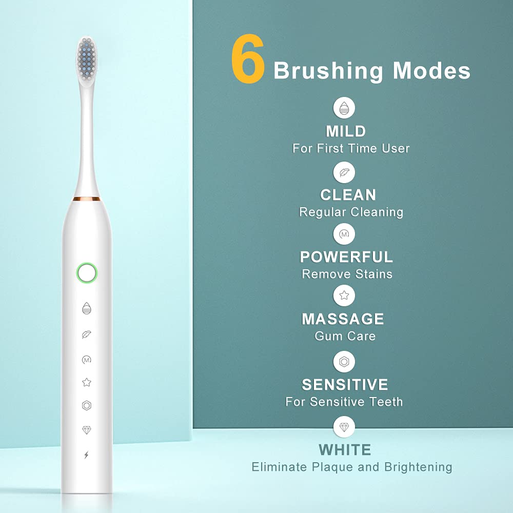 2 Pack Sonic Electric Toothbrush with 8 Heads E891