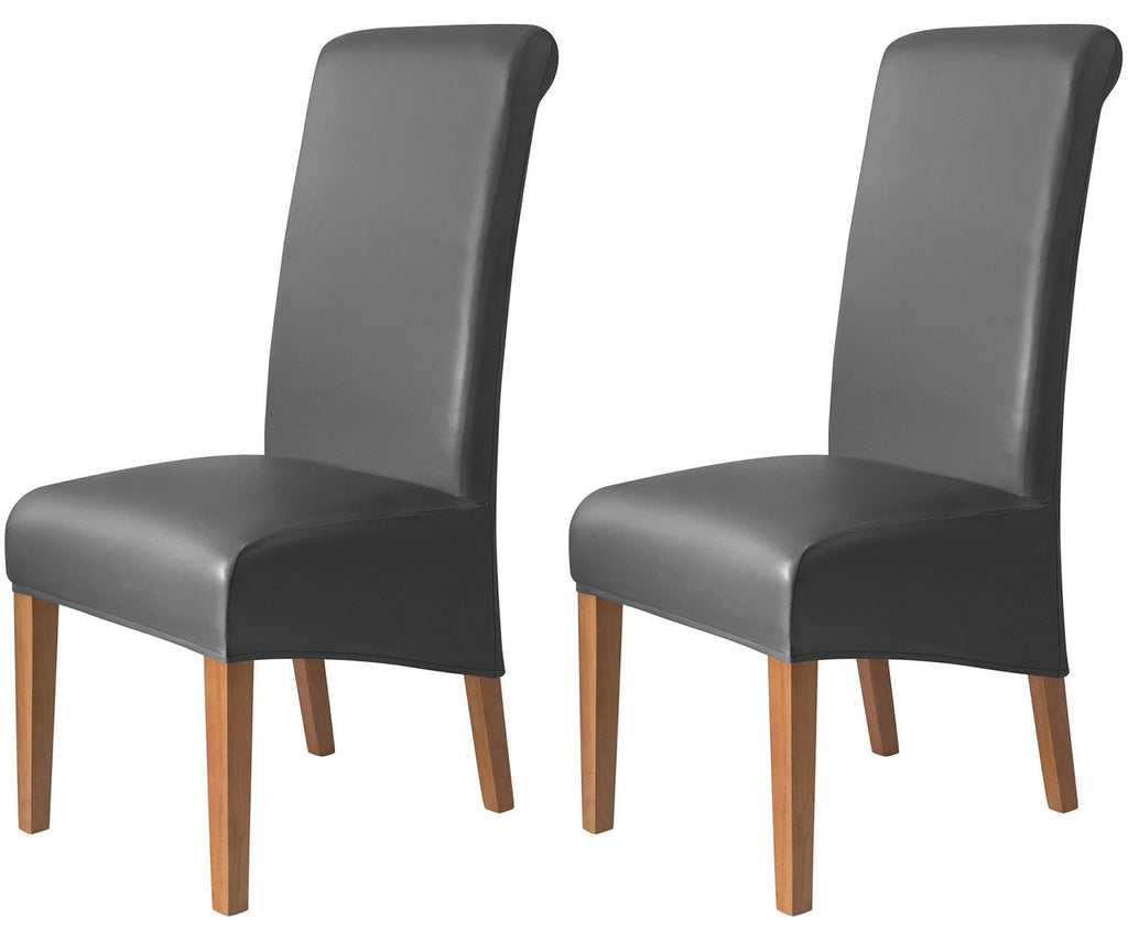 Waterproof PU Leather High Back Dining Chair Covers Set of 2 A1604