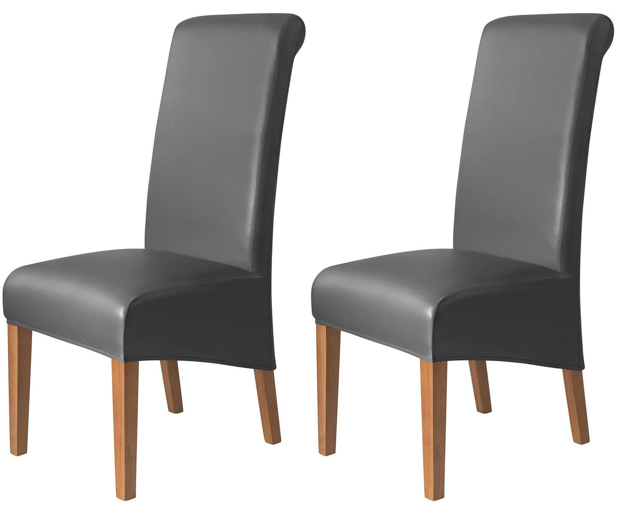 Waterproof PU Leather High Back Dining Chair Covers Set of 2 A1604