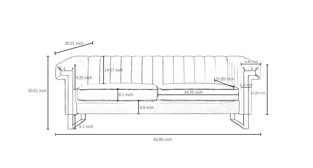 Channel Tufted Velvet Sofa F824