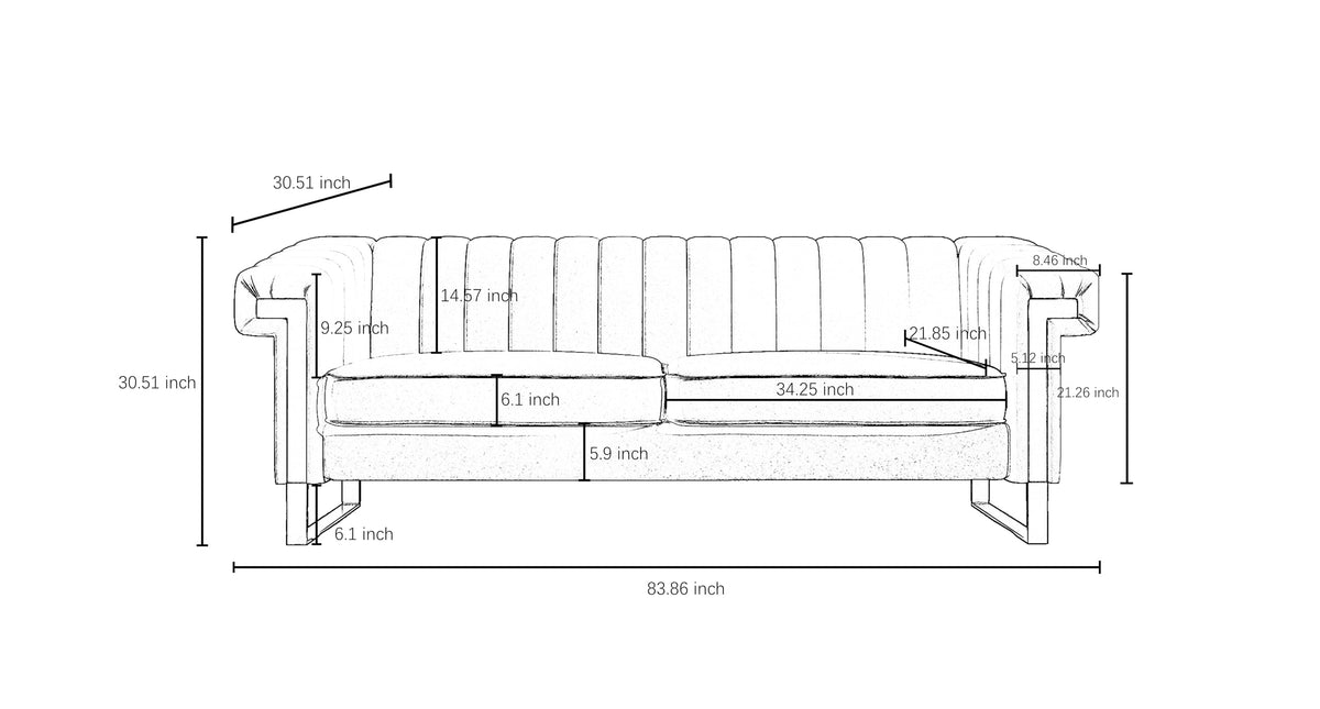 Channel Tufted Velvet Sofa F824