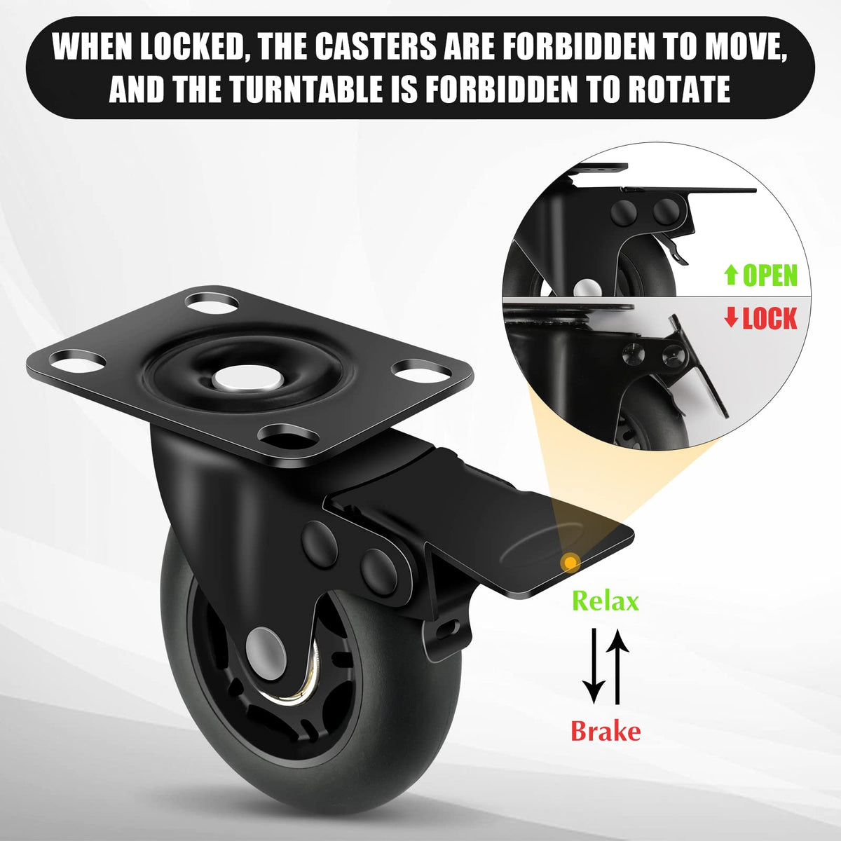 3” Lock Casters Set of 4 Heavy Duty J438
