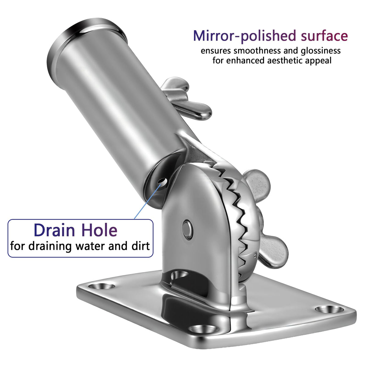 316 Stainless Steel Flag Pole Holder Bracket with Drain Hole, 1" L5326
