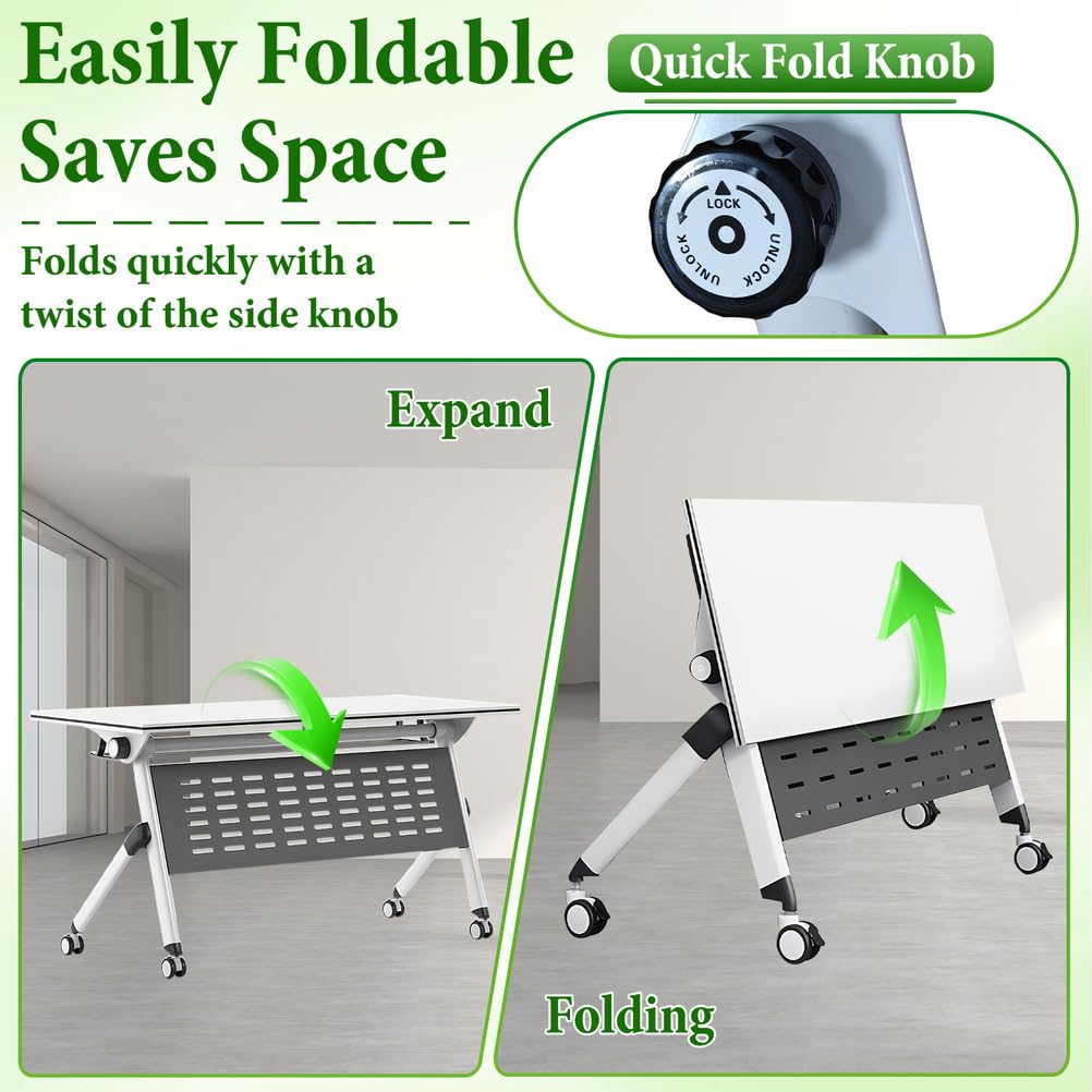 Folding Training Table with Glass Holder 2 Pack V66425