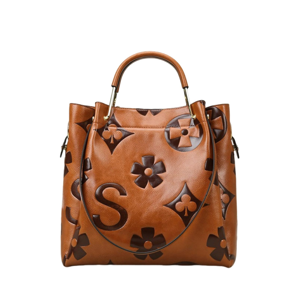 Women Embossed Bucket Bag Shoulder Crossbody Bag 2Pcs Set D701