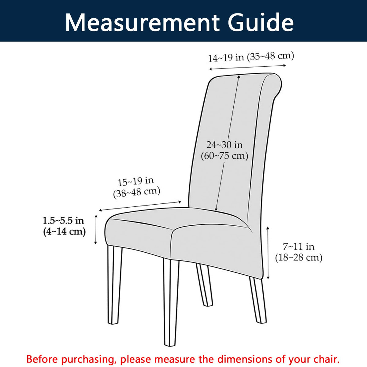 Waterproof PU Leather High Back Dining Chair Covers Set of 2 A1604