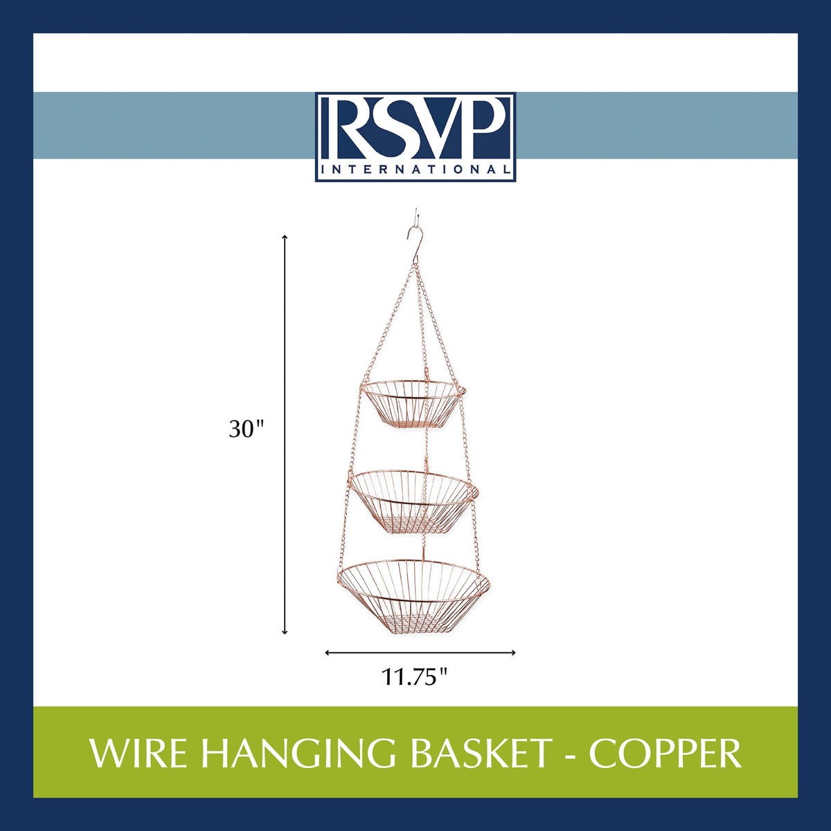 3-Tier Copper Wire Hanging Baskets F124
