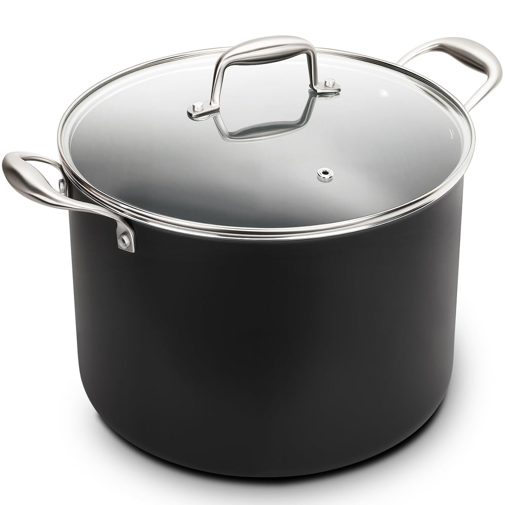 16QT Nonstick Ceramic Stock Pot with Tempered Glass Lid M387