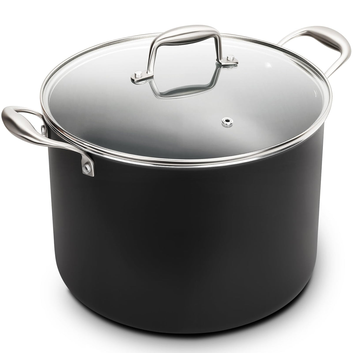 16QT Nonstick Ceramic Stock Pot with Tempered Glass Lid M387