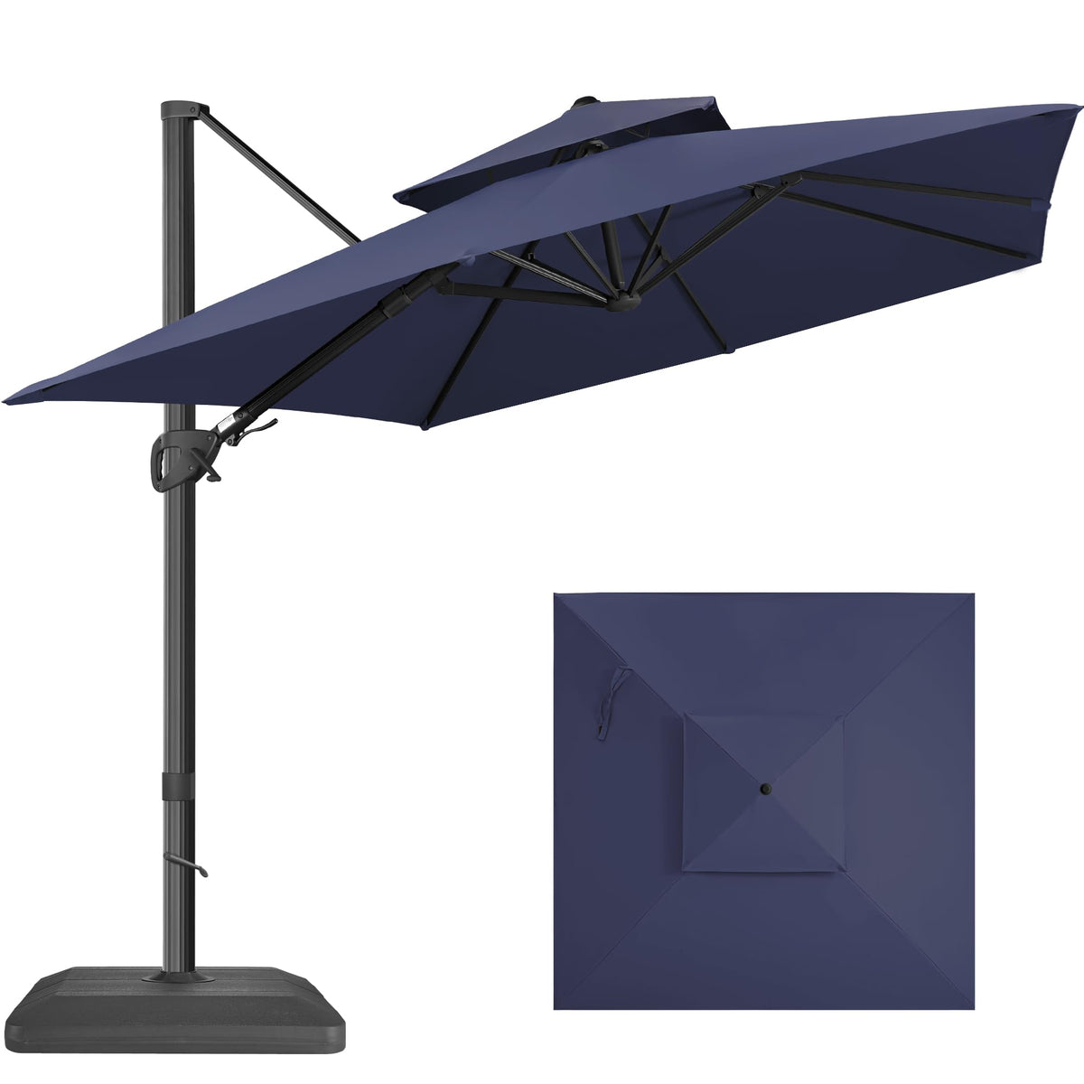 10x10 FT Square Navy Blue Cantilever Patio Umbrella X682502