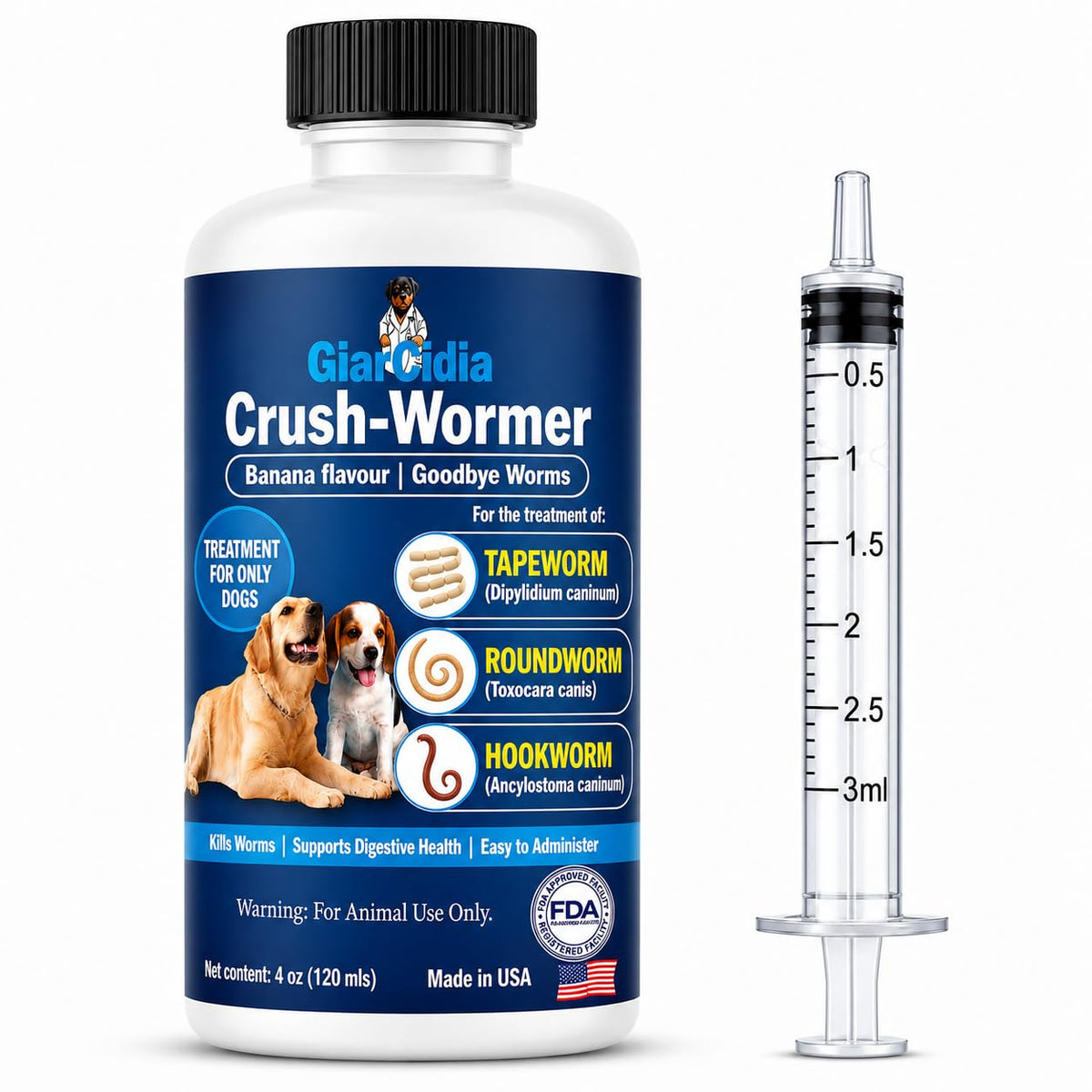 Broad Spectrum Dog Dewormer Treatment 120ml Banana Flavour G312374