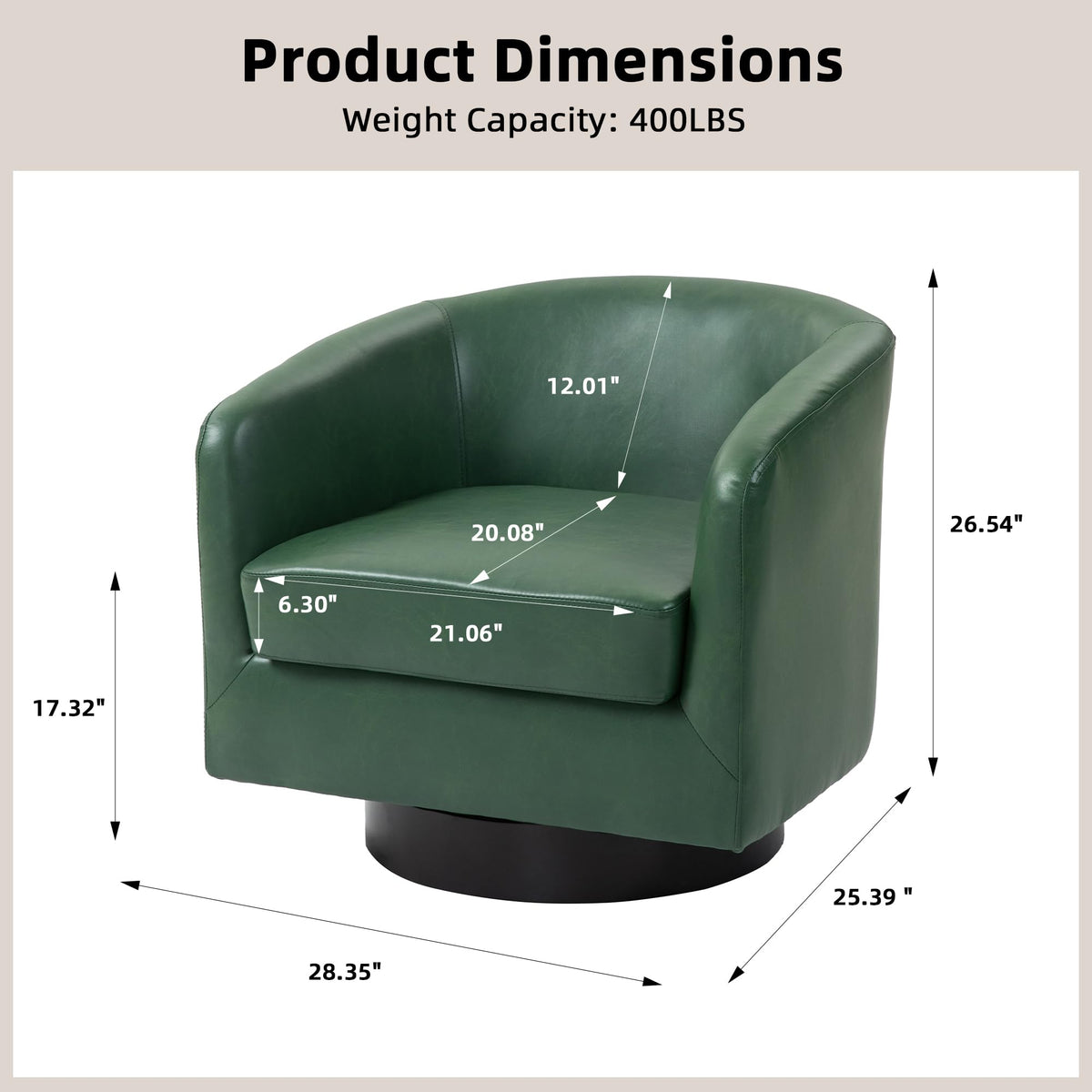 Green Swivel Barrel Accent Chair Set of 2 H490