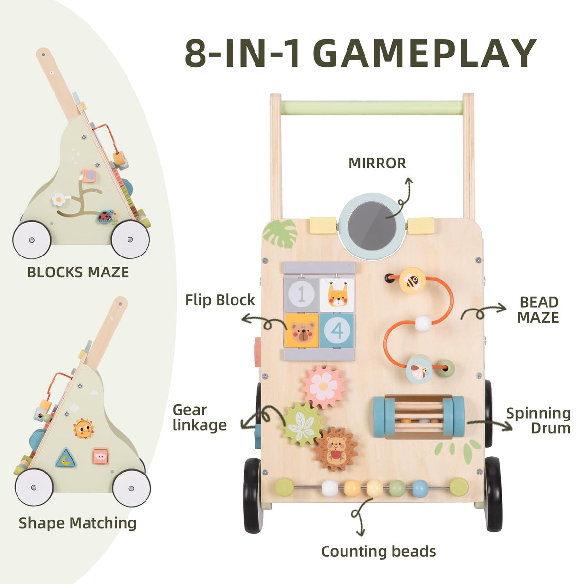 Wooden Baby Walker with Wheels H989