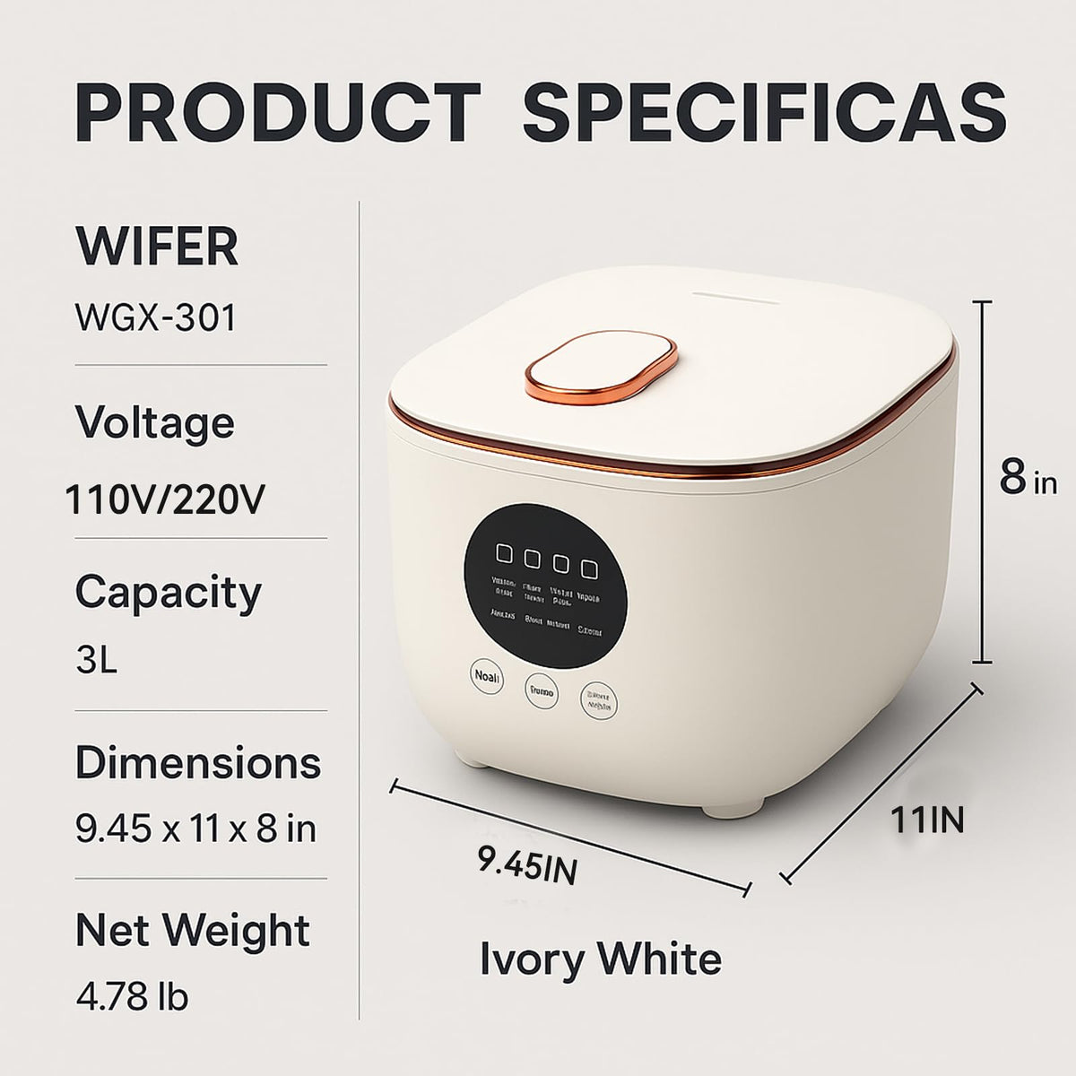 Low Sugar 3L Ceramic Rice Cooker with Steamer Basket Y7144