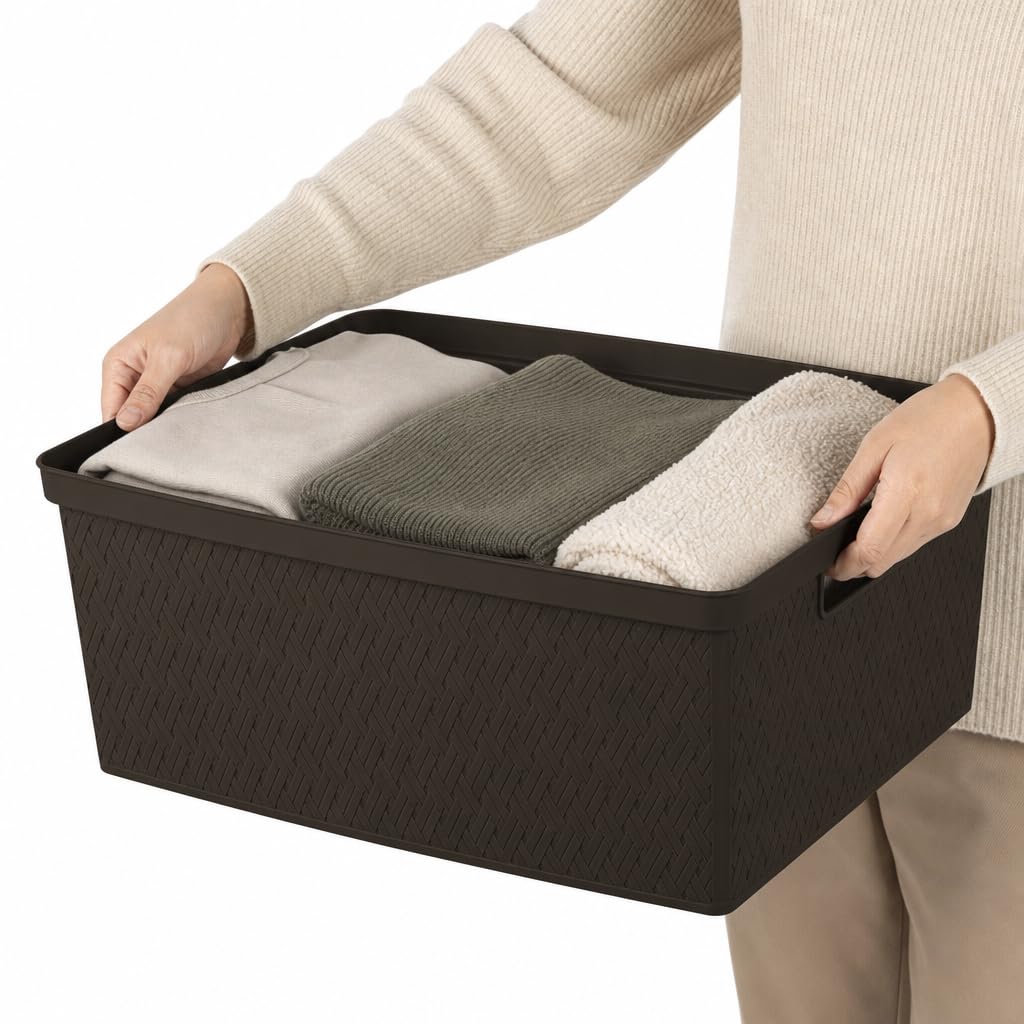 Brown 4 Drawer Plastic Storage Tower L581547