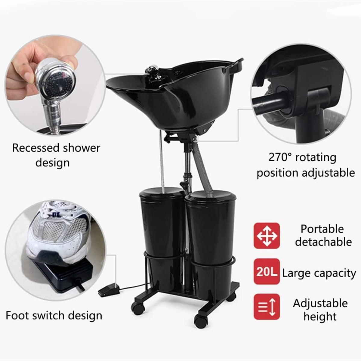 Portable Hair Washing Basin with Electric Pump L4173