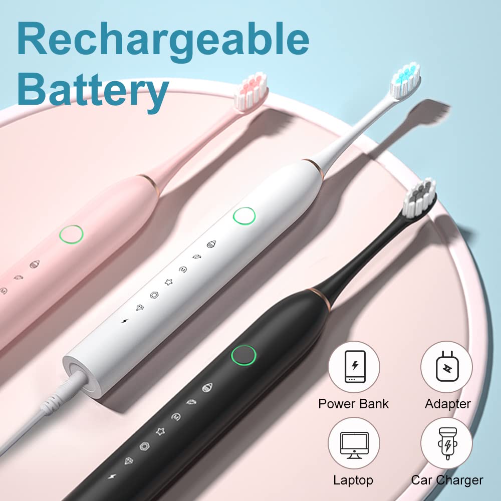 2 Pack Sonic Electric Toothbrush with 8 Heads E891