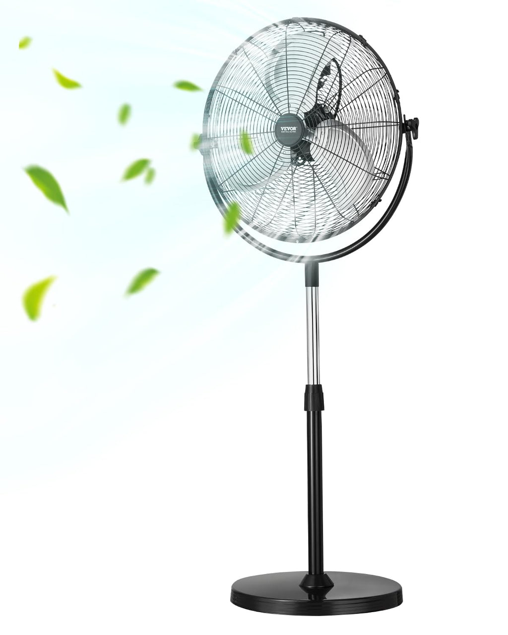 18 Inch Adjustable Height Standing Fan with 3 Speeds, Black Y95207