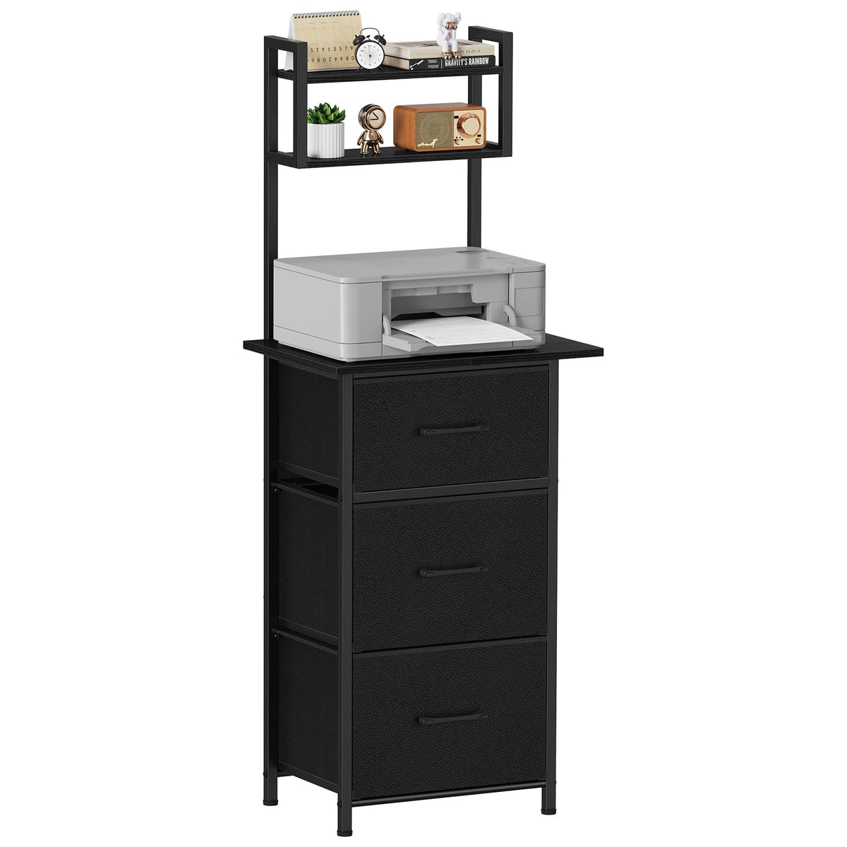 3 Drawer Tall File Cabinet with Extended Desktop, Black B126