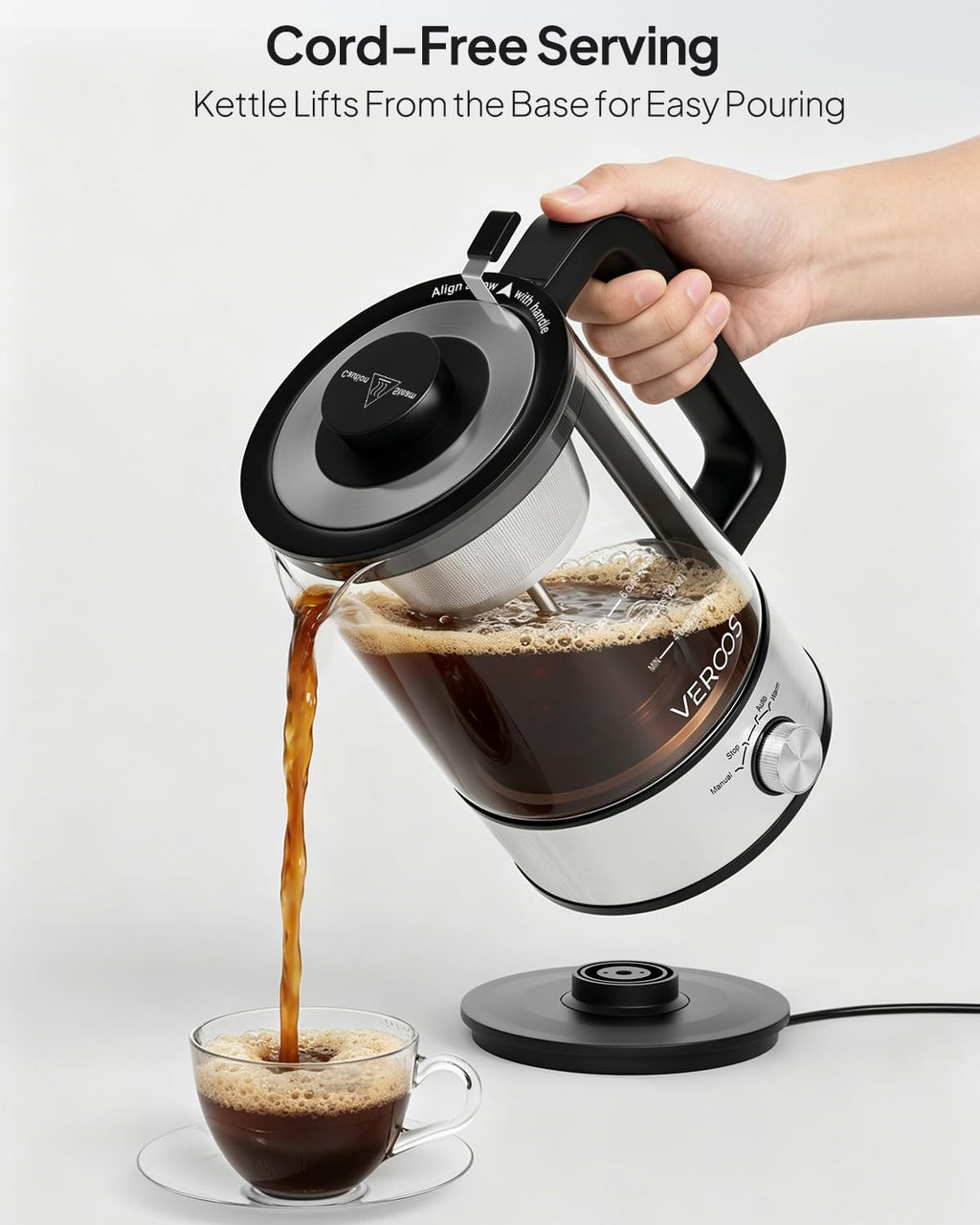 Electric 6-Cup Borosilicate Glass Percolator Coffee Pot I2200