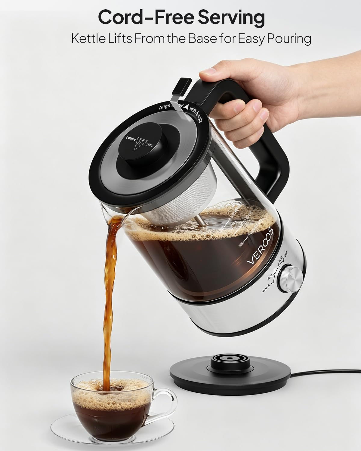 Electric 6-Cup Borosilicate Glass Percolator Coffee Pot I2200