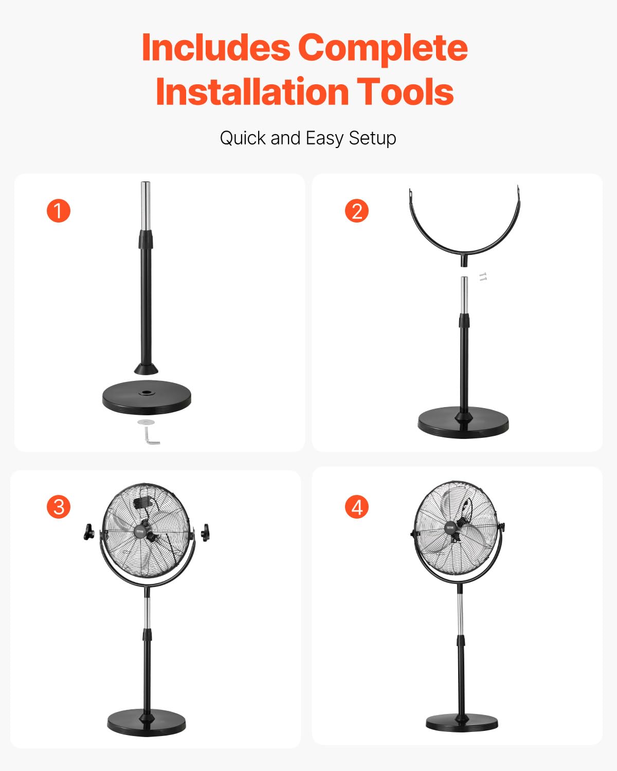 18 Inch Adjustable Height Standing Fan with 3 Speeds, Black Y95207
