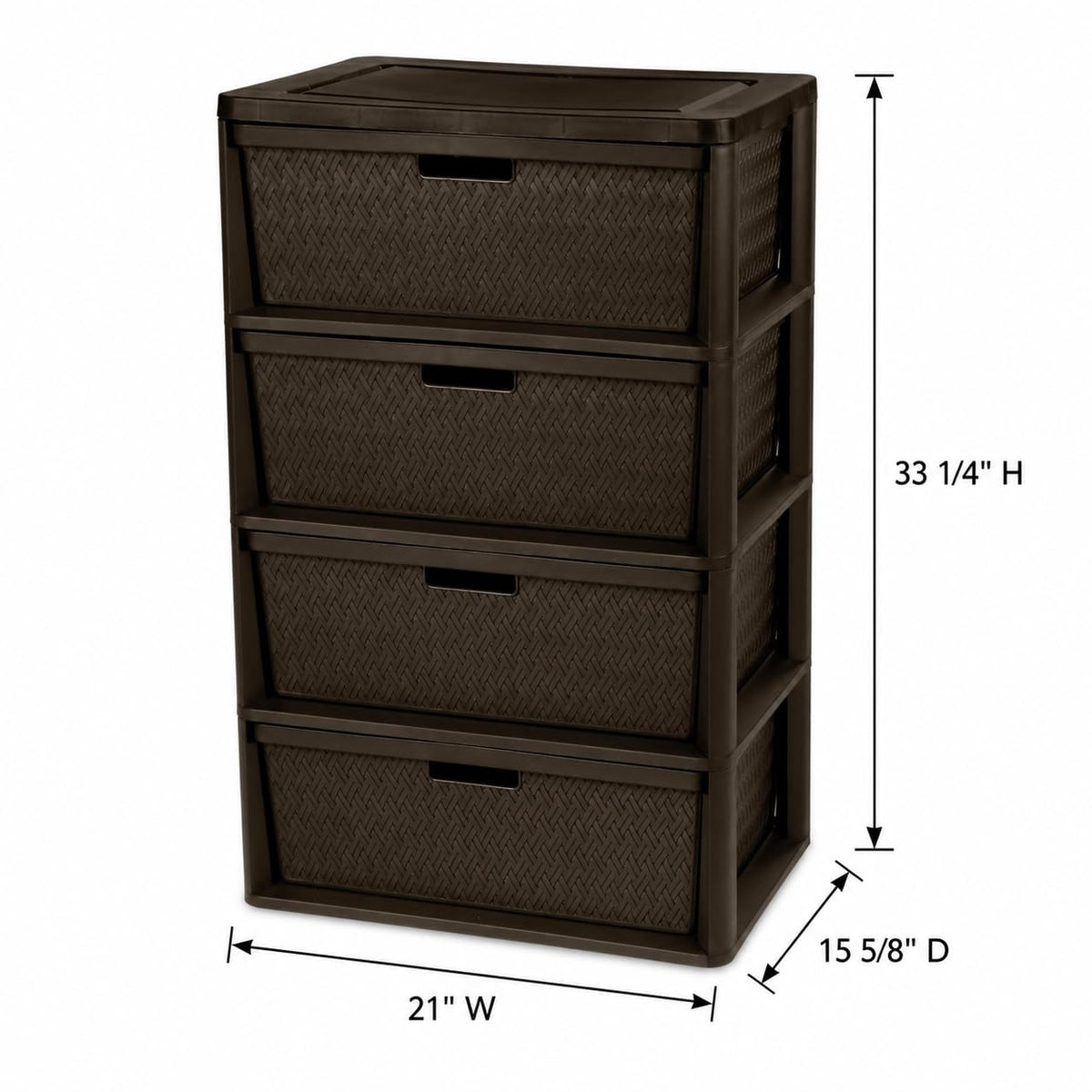 Brown 4 Drawer Plastic Storage Tower L581547