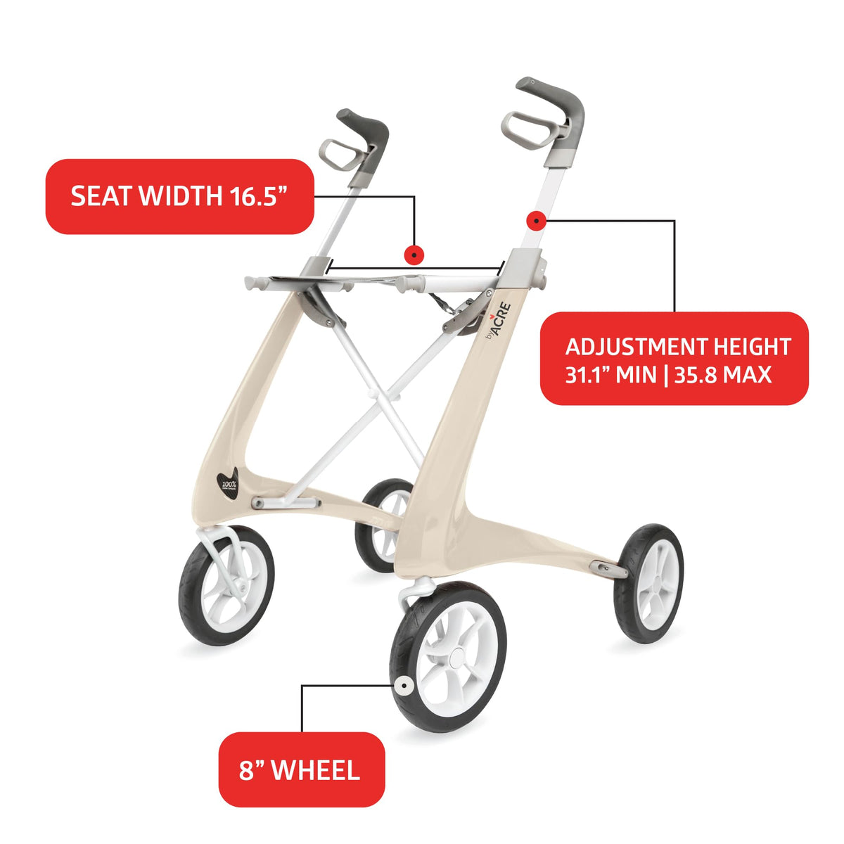 Carbon Ultralight Rollator Walker with Organizer Bag X56120