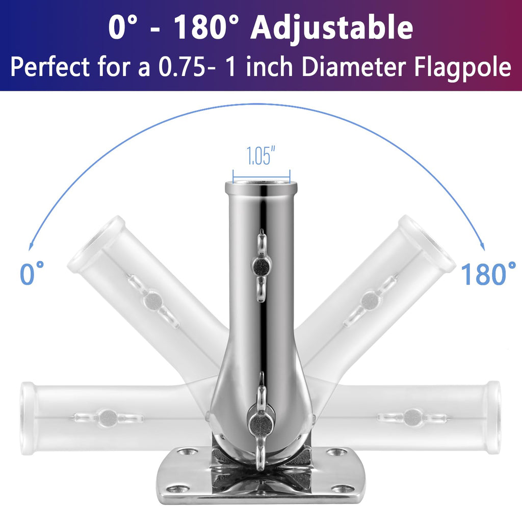 316 Stainless Steel Flag Pole Holder Bracket with Drain Hole, 1" L5326