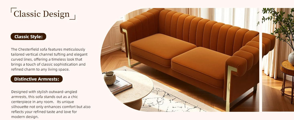 Channel Tufted Velvet Sofa F824