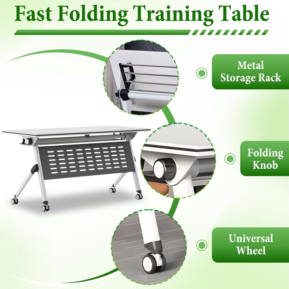 Folding Training Table with Glass Holder 2 Pack V66425