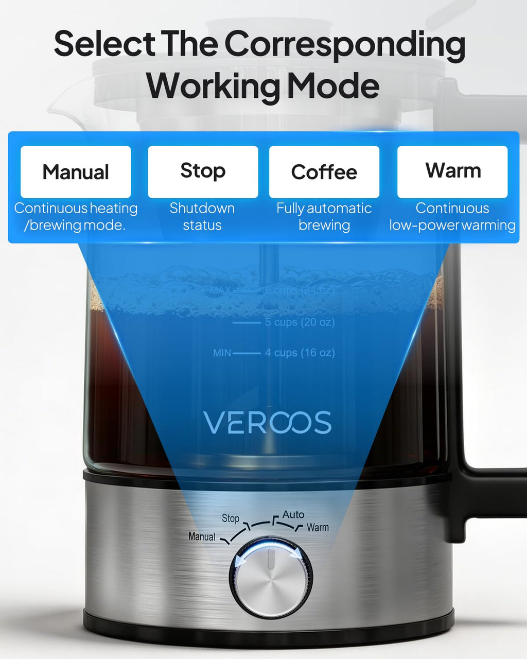 Electric 6-Cup Borosilicate Glass Percolator Coffee Pot I2200