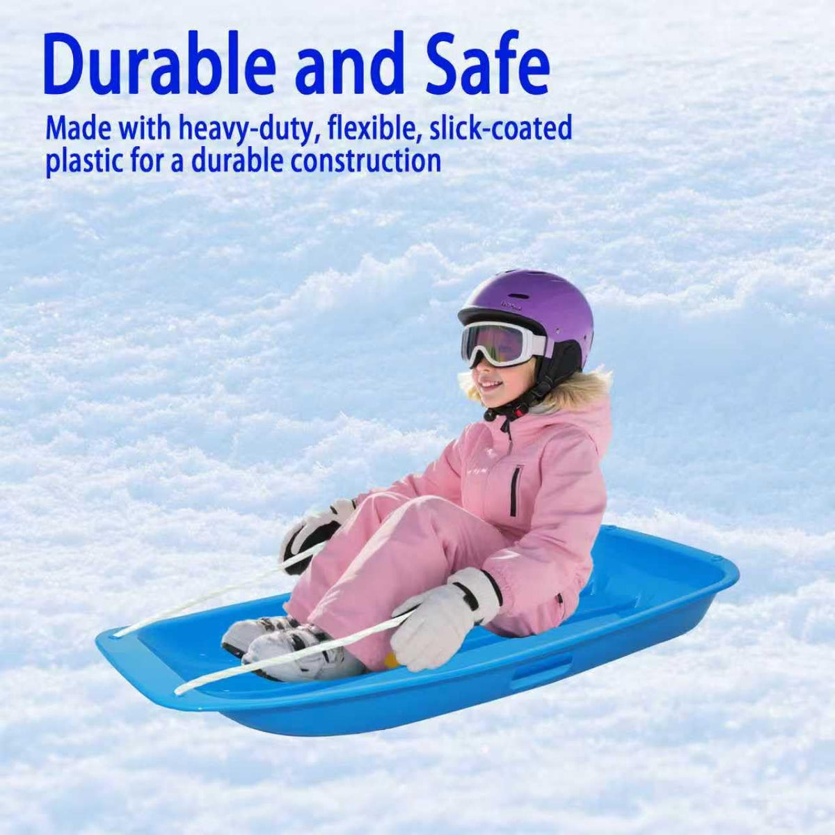 Cold Resistant Flexible Snow Sled with Pull Rope & Handles 35 Inch A631651