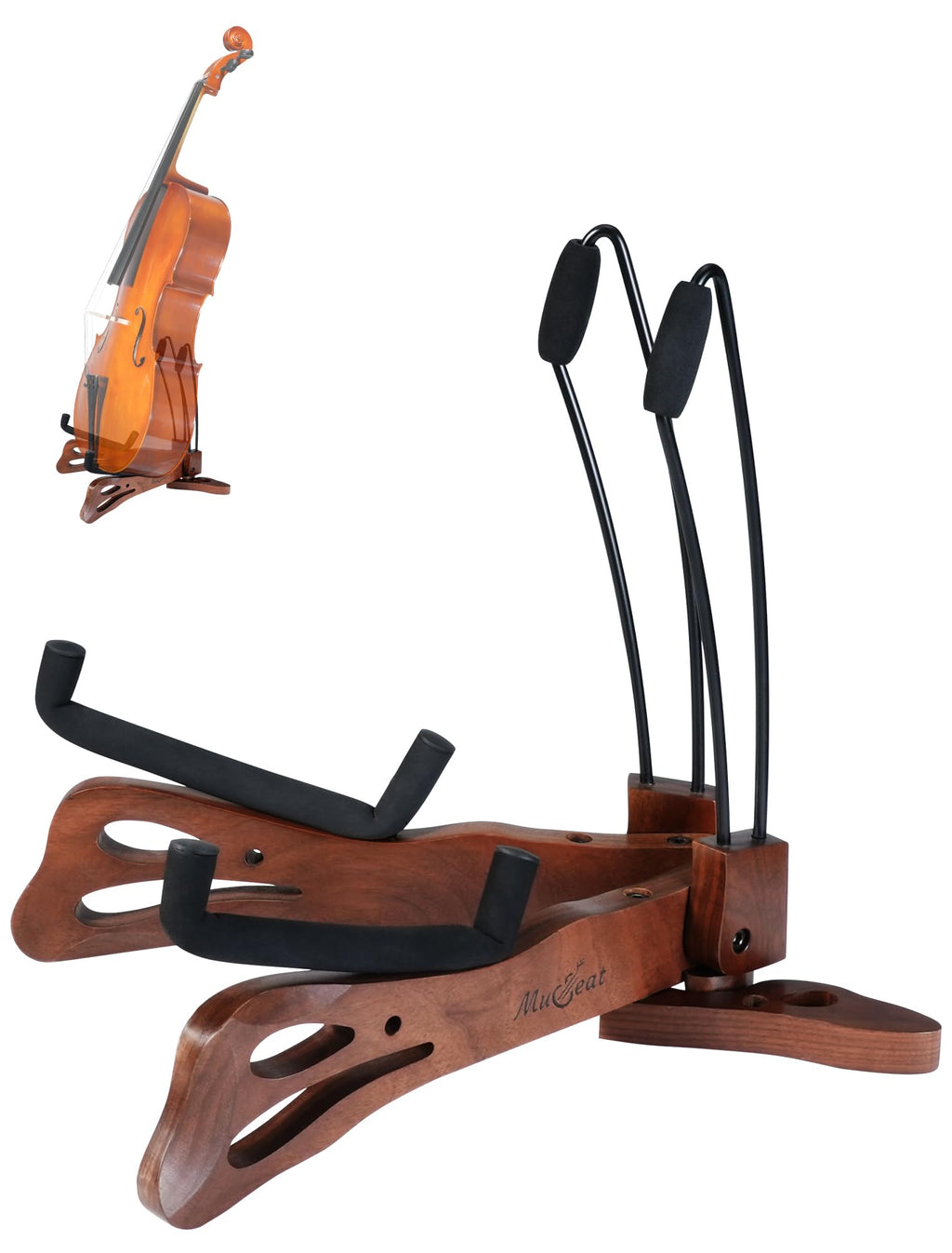 Walnut Cello Stand with Bow Holder G1369