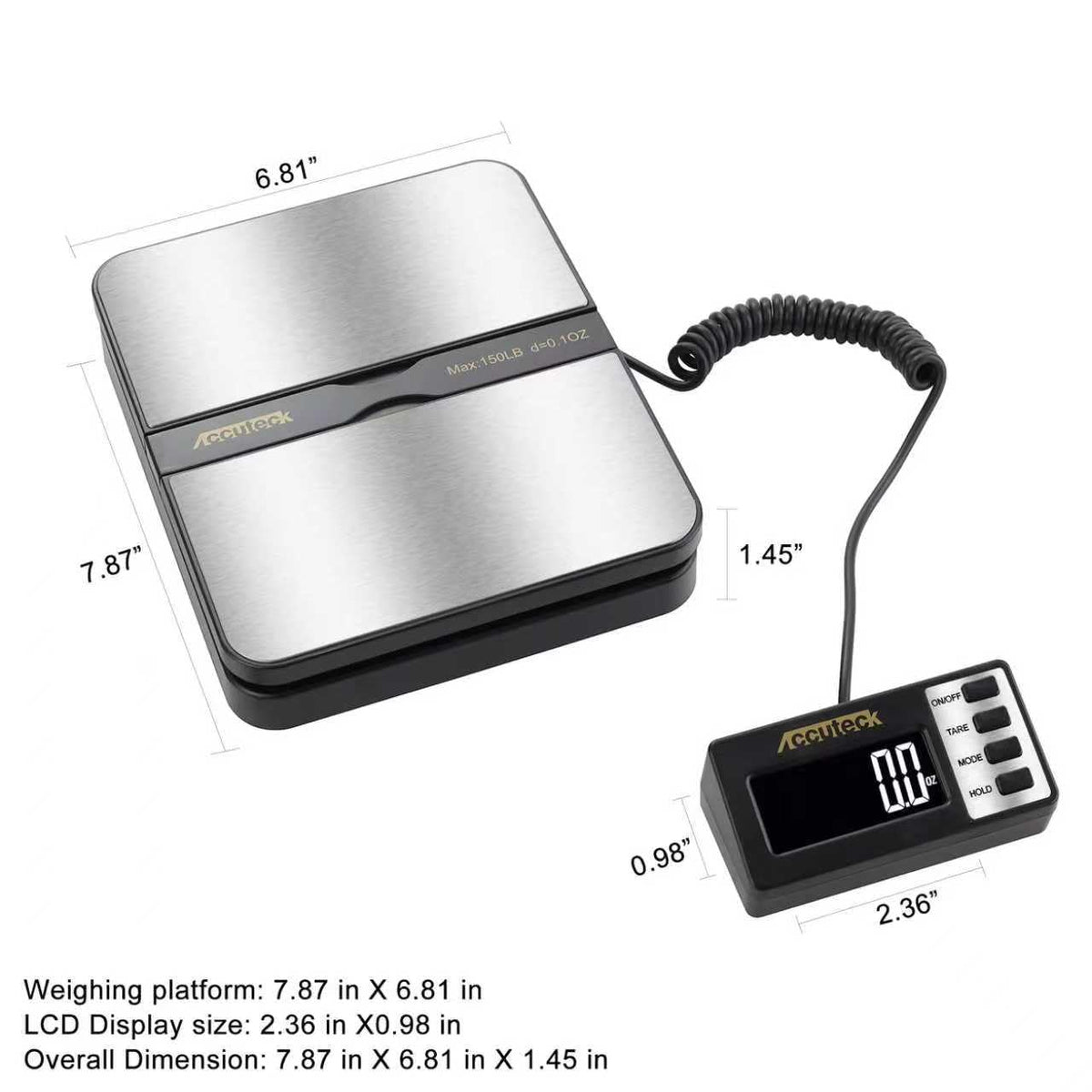 150Lbs 0.1OZ Digital Postal Scale Stainless Steel E37079
