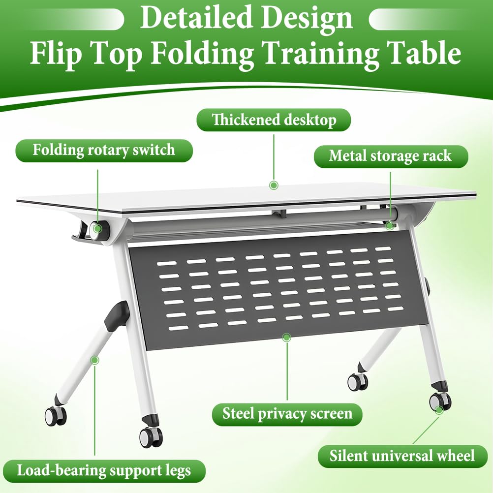 Folding Training Table with Glass Holder 2 Pack V66425