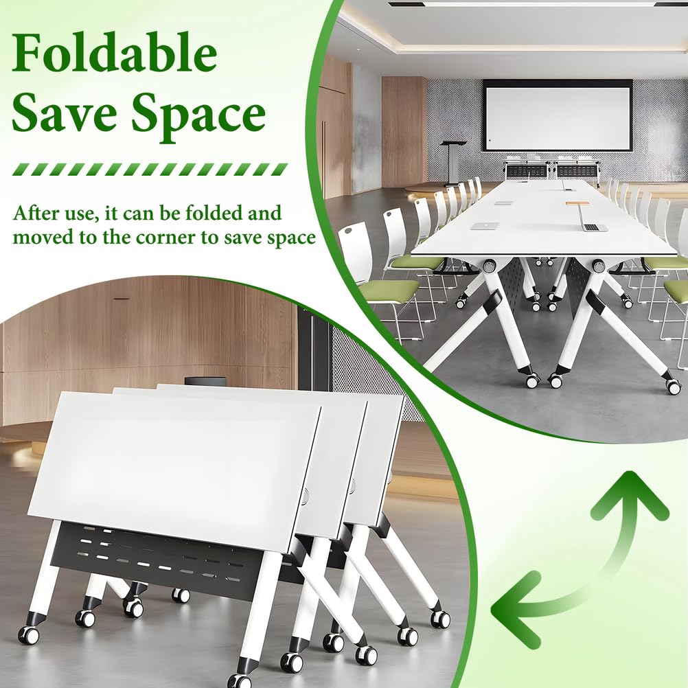 Folding Training Table with Glass Holder 2 Pack V66425