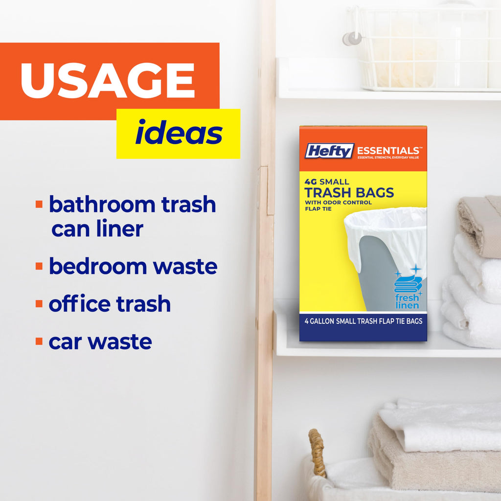 4 Gallon Trash Bags, White, Fresh Linen Scent, 80ct N743