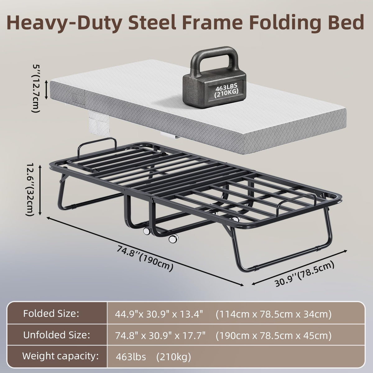 Adjustable Folding Bed with Mattress H542