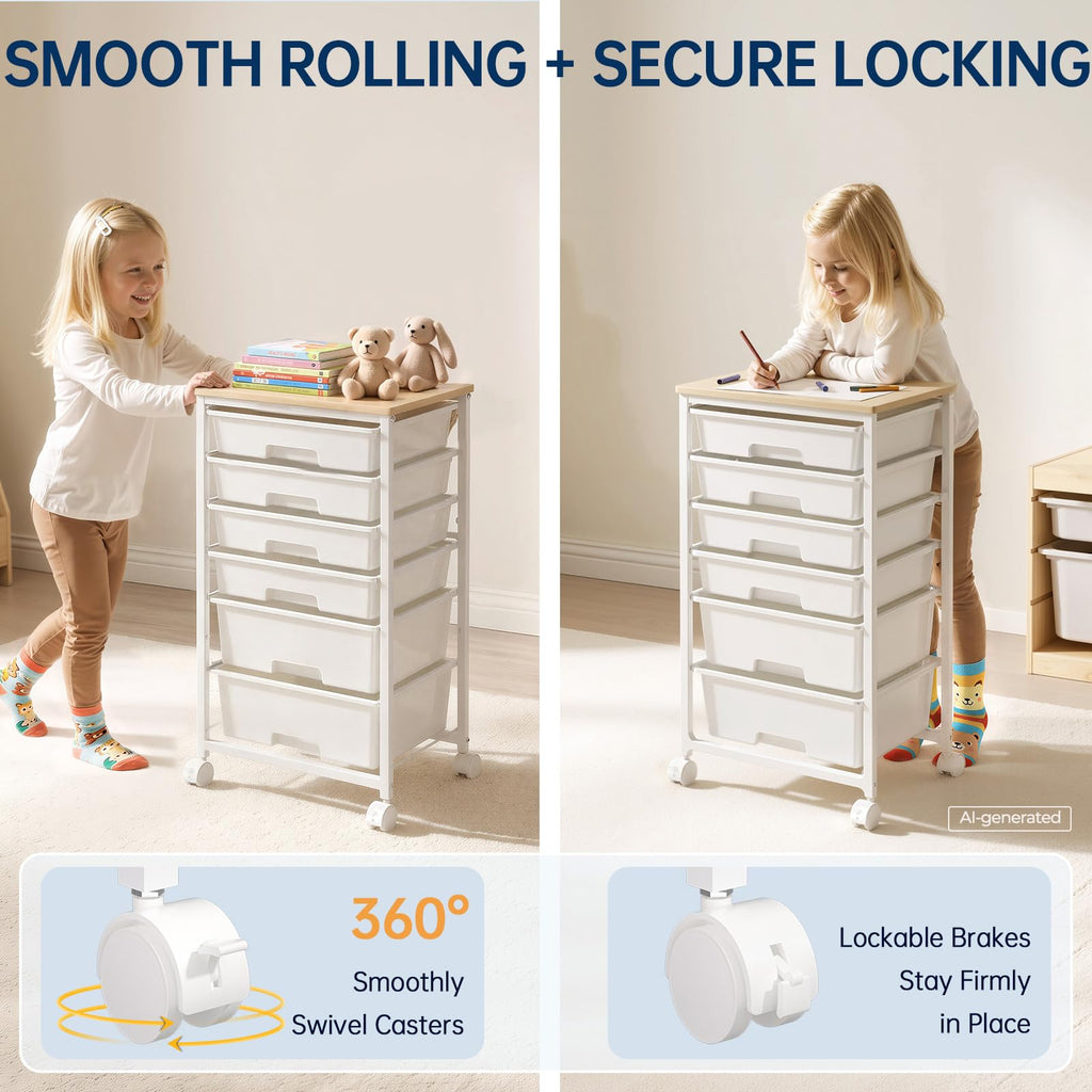 Rolling Storage Cart with 6 Drawers N93158