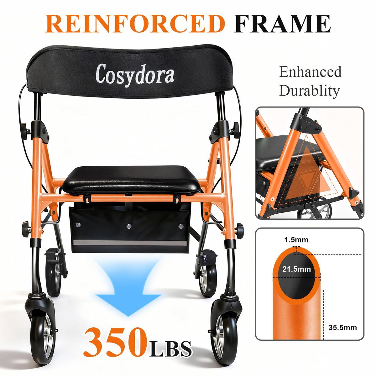 Ultra Lightweight Rollator Walker with Seat T652766