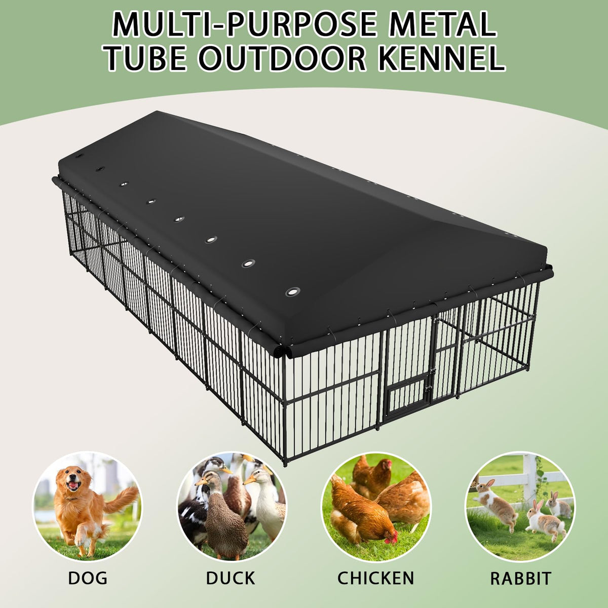 10x20x6.5 FT Heavy-Duty Metal Outdoor Dog Kennel D707