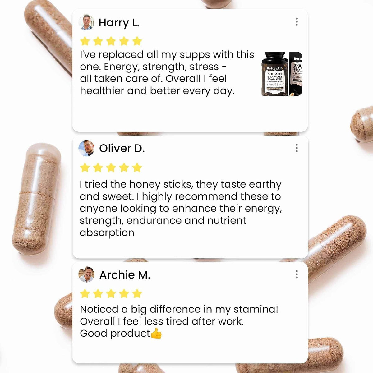 Shilajit Maca Root Ginkgo Biloba Sea Moss Ashwagandha Tongkat Ali Panax Ginseng Safed Musli & Zinc 20 Capsules Supplement L300083