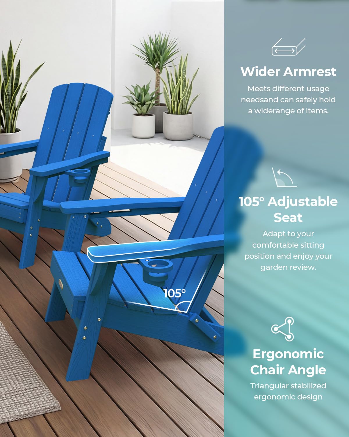 Folding Adirondack Chair with 2 Cup Holders Z98333