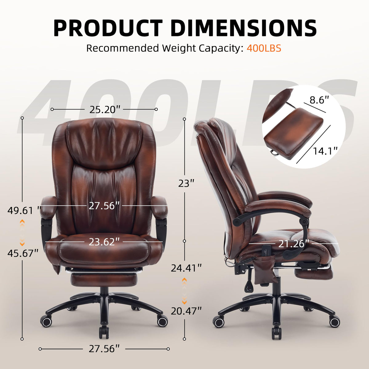 Massage Office Chair with Heat and Foot Rest E8639