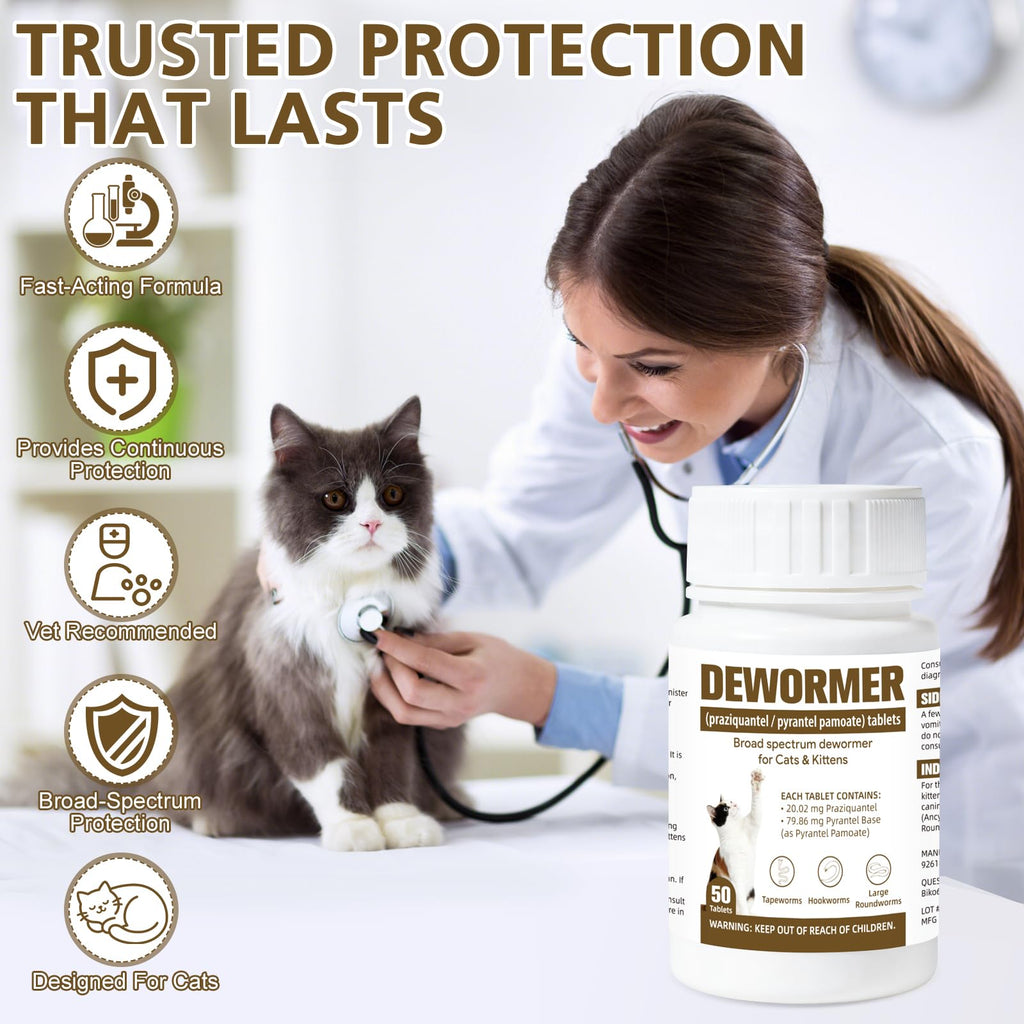 Broad-Spectrum Dewormer for Cats & Kittens, 50 Tablets Y895