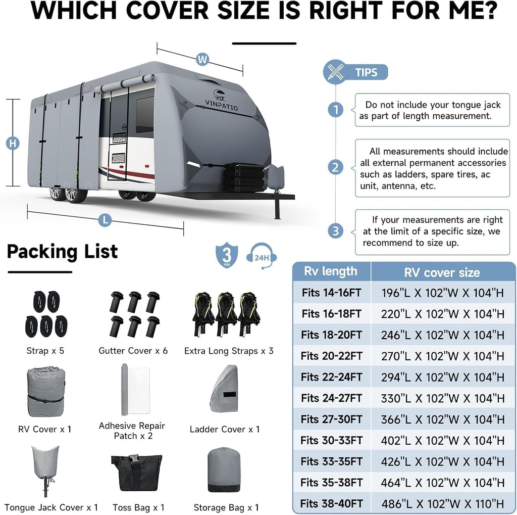 7 Layers Travel Trailer Cover Fits 30'-33' J513722