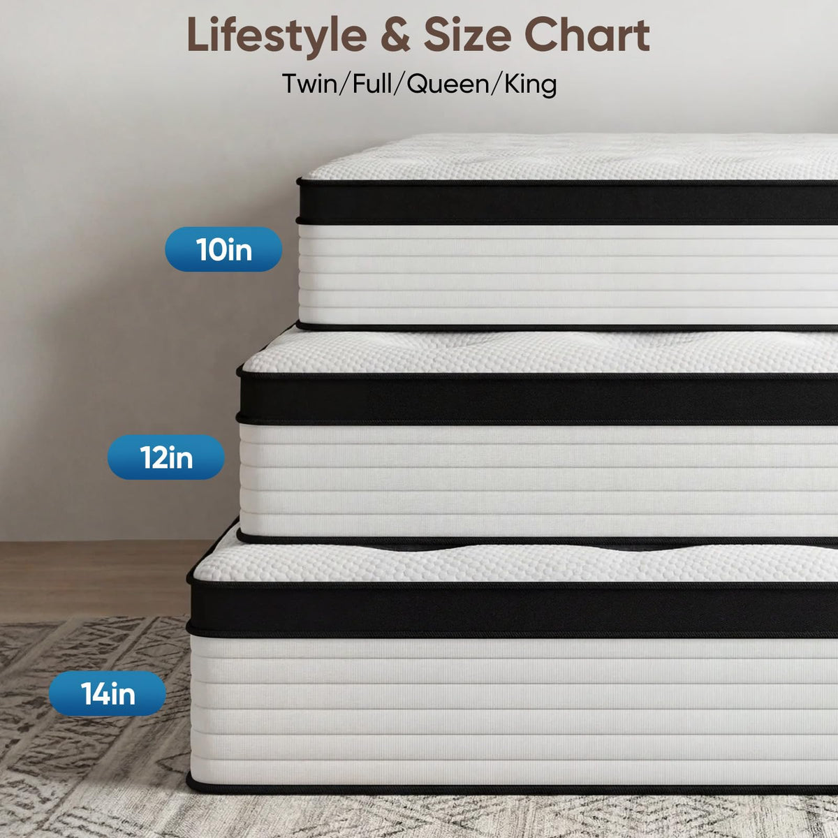 12 Inch Medium Firm Hybrid Memory Foam Mattress L658
