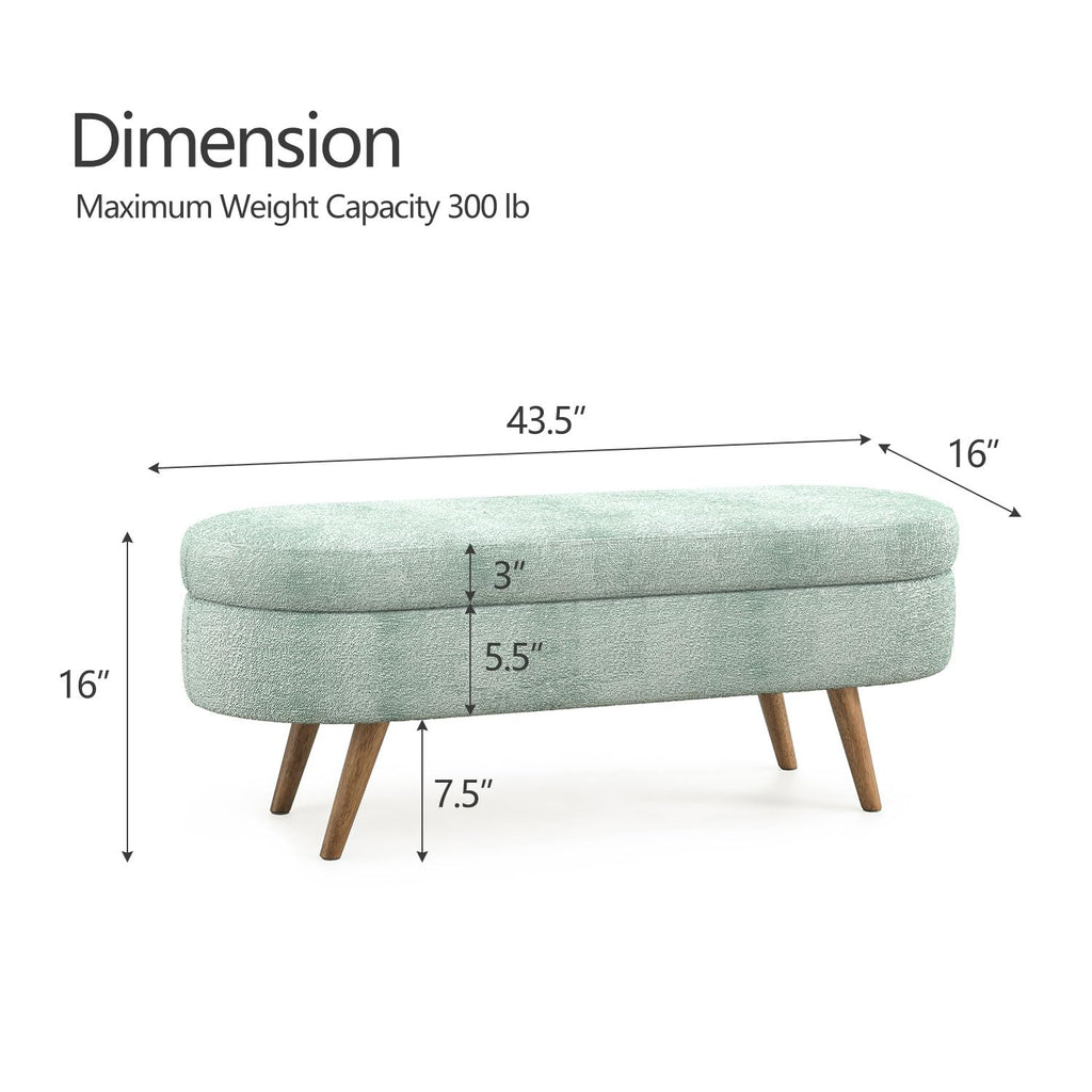 Cyan Boucle Storage Ottoman Bench F318425