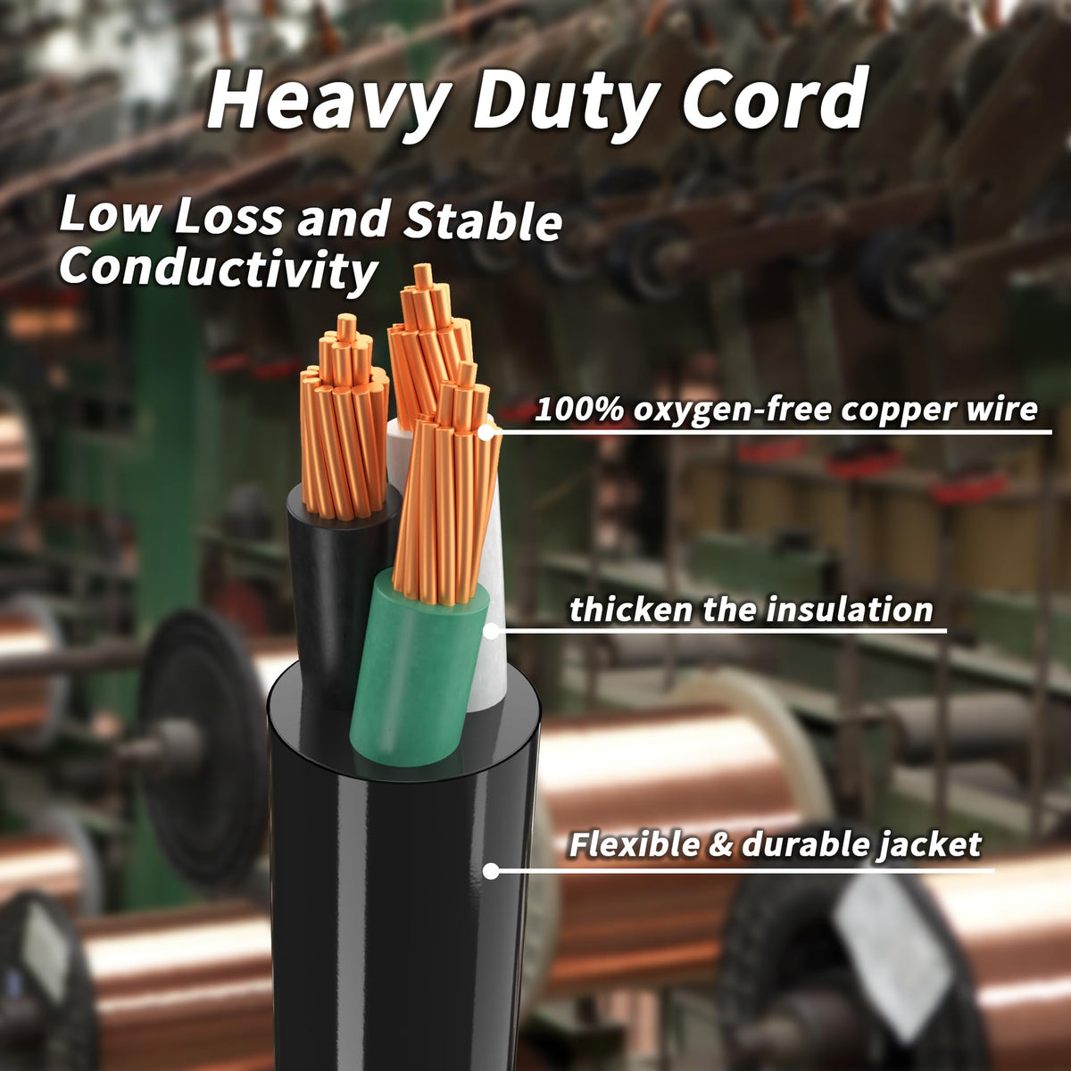 100ft 10 Gauge Waterproof Outdoor Extension Cord Black I23231